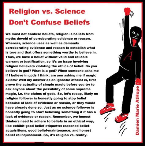 Religion vs. Science, Don’t Confuse Beliefs | Damien Marie AtHope