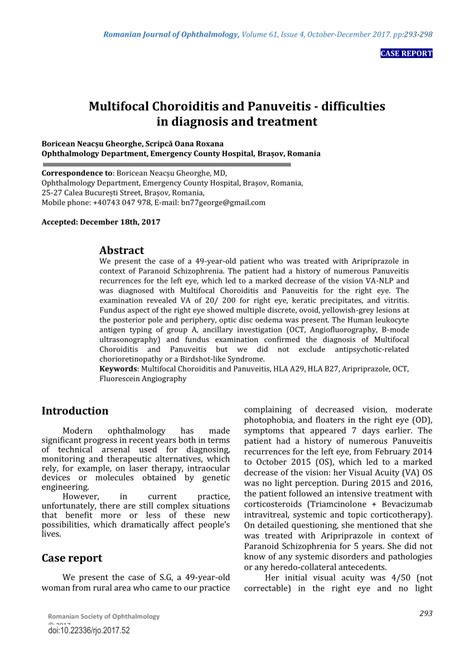 (PDF) Multifocal Choroiditis and Panuveitis - difficulties in diagnosis and treatment