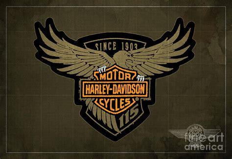 Harley Davidson Old Vintage Logo Fuel Tank Motorcycle Brown Background ...