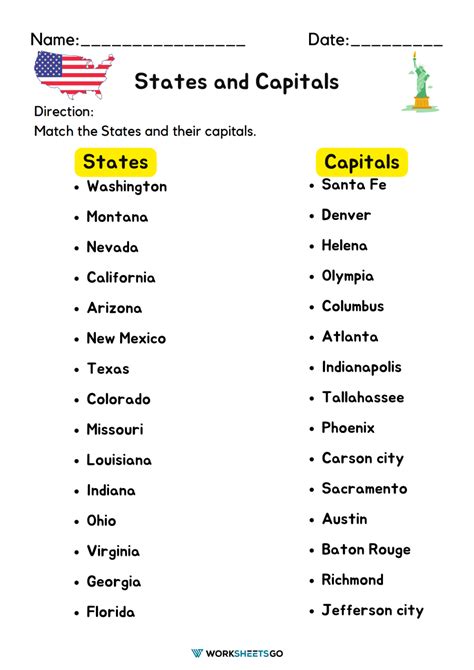 States And Capitals Worksheets | WorksheetsGO