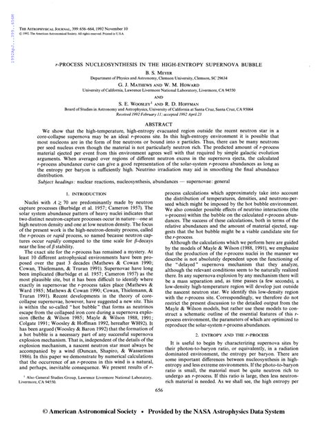 (PDF) r-Process nucleosynthesis in the high-entropy supernova bubble