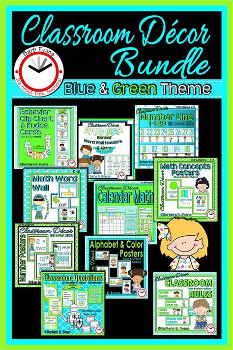 CLASSROOM DECOR BUNDLE Blue and Green Theme | Classroom decor ...