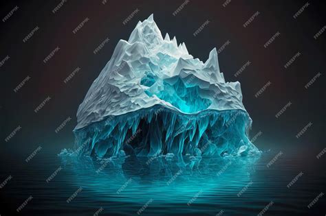 Premium Photo | Monstrous floating iceberg with blue glow and sharp ...