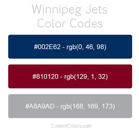 Winnipeg Jets Team Color Codes | Rgb color codes, Color coding, Color