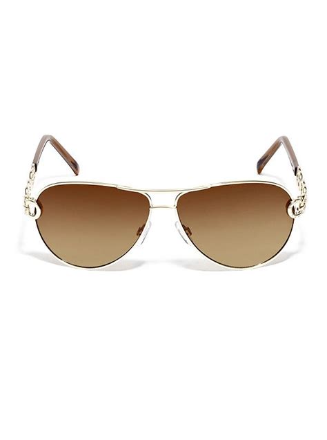 Logo-Detail Aviator Sunglasses | GbyGuess.com