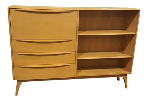 1950s Mid-Century Modern Heywood Wakefield Wheat Bookcase Secretary Desk | Secretary desks ...