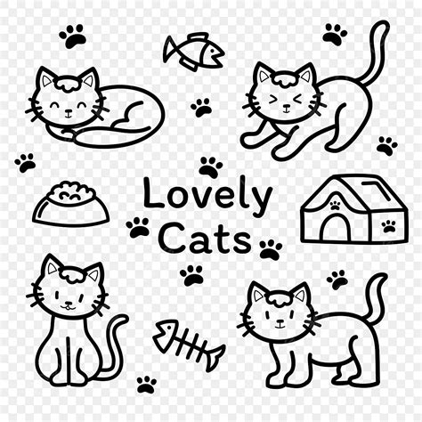 Cute Cat Doodle Art, Cat Drawing, Doodle Drawing, Cat Sketch PNG and Vector with Transparent ...