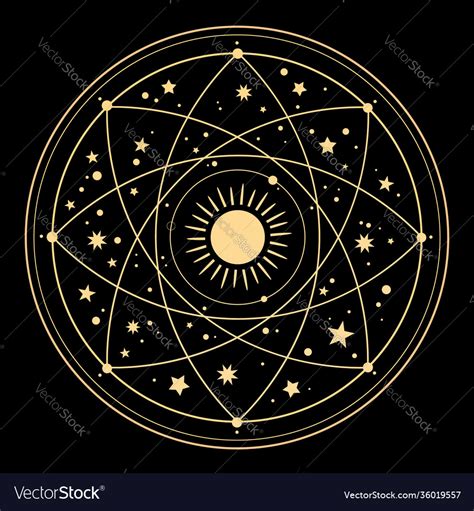 Cosmic esoteric composition lines symbols Vector Image