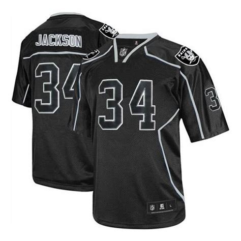 Reebok Men's Authentic Lights Out Black Throwback Jersey Oakland Raiders Bo Jackson 34