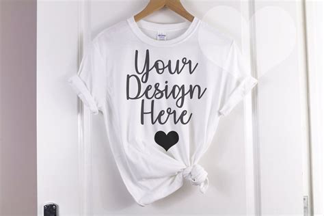 Gildan Mockup 64000 Softstyle White Knotted T shirt (246583) | Mock Ups ...