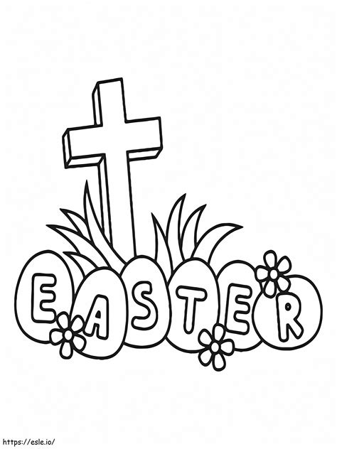 Easter Cross And Eggs coloring page