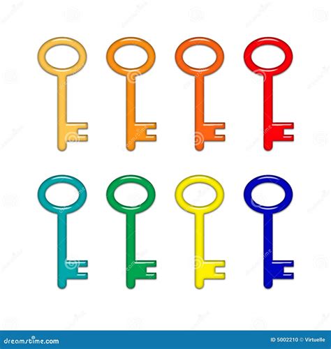 Eight Shiny, Bright Colored Keys Stock Photo - Image: 5002210