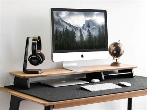 Desk Shelf - Monitor Stand Wood - Desk Accessories - Small Monitor ...