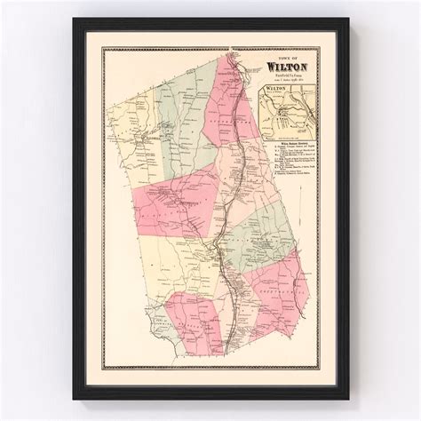 Vintage Map of Wilton, Connecticut 1867 by Ted's Vintage Art