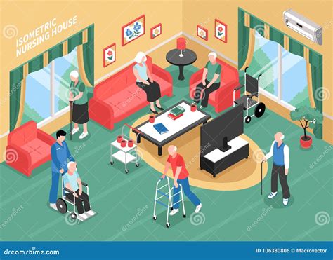 Nursing Home Isometric Flowchart Vector Illustration | CartoonDealer ...