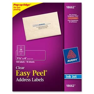 Avery Address Labels, Sure Feed, 1-1/3"x4" 140 Clear Labels (18662) - AVE18662 - Shoplet.com