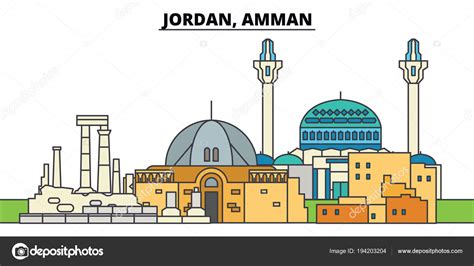 Jordan, Amman. City skyline, architecture, buildings, streets, silhouette, landscape, panorama ...