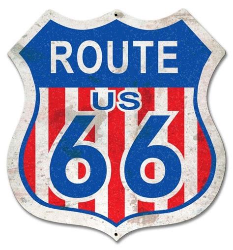 Route 66 Red White Blue Metal Sign 28 x 28 Inches Route 66 Sign, Route 66 Road Trip, Vintage ...