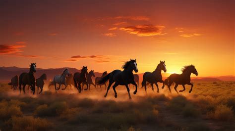 a breathtaking desktop wallpaper featuring a group of wild horses ...