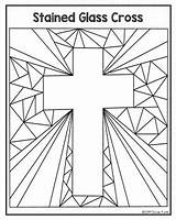 Printable Stained Glass Cross Coloring Page Pages sketch template