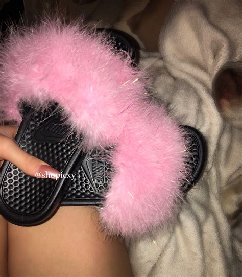 Custom Nike Fur Slides with Lurex on Storenvy