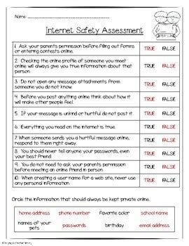 Online Safety Free Printable Internet Safety Worksheets