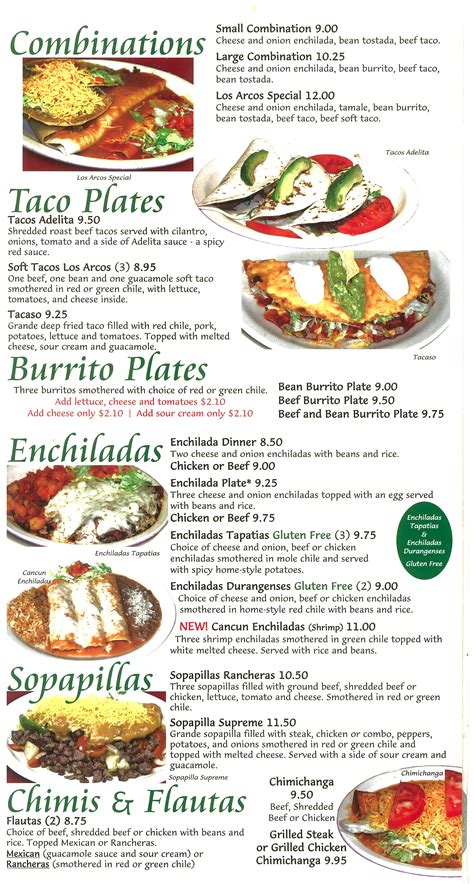 Los Arcos Mexican Restaurant Mexican Classics Menu | Westminster