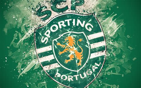 Download wallpapers Sporting CP, 4k, paint art, logo, creative ...