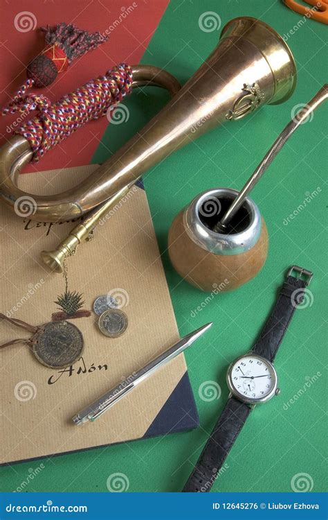 Vintage objects stock photo. Image of meal, handle, book - 12645276