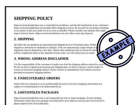 Ecommerce Shipping Policy Template