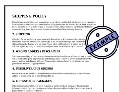 Ecommerce Shipping Policy Template