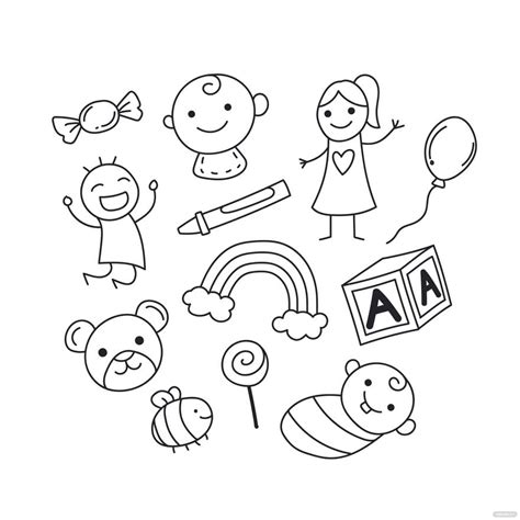 Kids Doodle Vector in Illustrator, SVG, JPG, EPS, PNG - Download ...