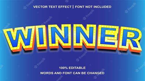 Premium Vector | Winner text style editable text effect