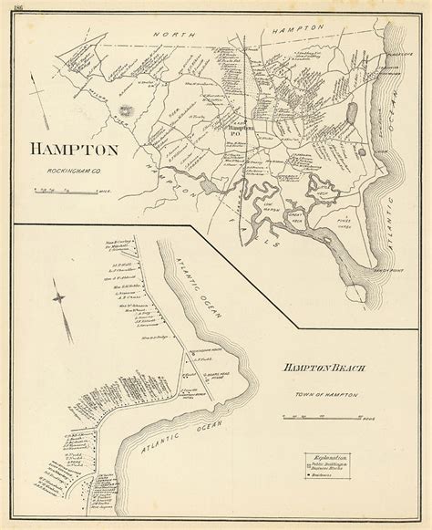 Vintage Map of Hampton Beach NH - 1892 Drawing by CartographyAssociates - Fine Art America