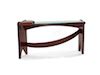Nico Yektai: Curved Dovetail Console Table- glass and wood