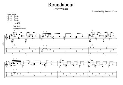 The Roundabout - Ryley Walker - Guitar Tablature — Tablature Dude ...