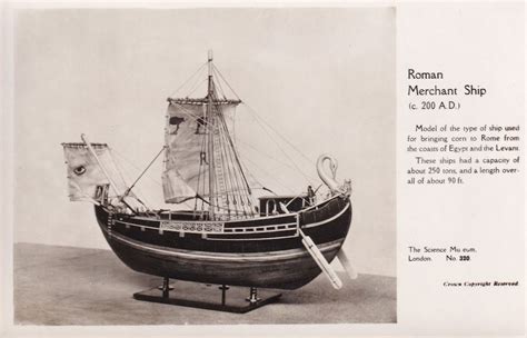 Roman Merchant Ship The Science Museum Model Old RPC Postcard | Topics - Fine Arts - Sculptures ...