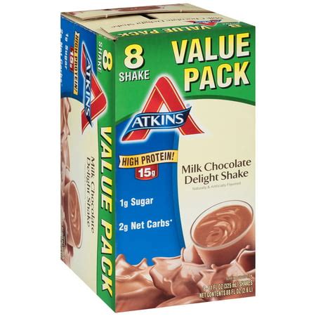 Atkins Milk Chocolate Delight Shake, 11Fl oz, 8-pack (Ready to Drink) - Walmart.com