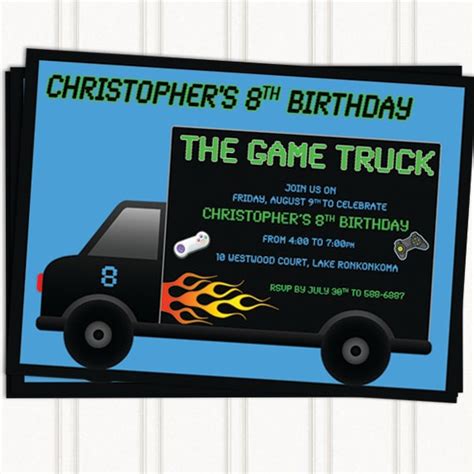 Game Truck Party Invitations by GingerSnapsOriginal on Etsy