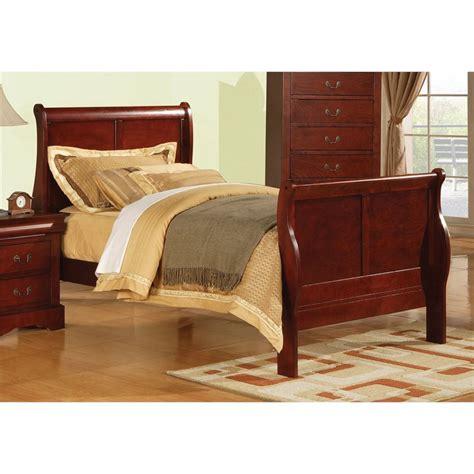 Acme Furniture Louis Philippe III Traditional Wood Sleigh Twin Bed in Cherry | Cymax Business