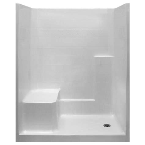 Ella Standard 33 in. x 60 in. x 77 in. 1-Piece Low Threshold Shower Stall in White with LHS ...