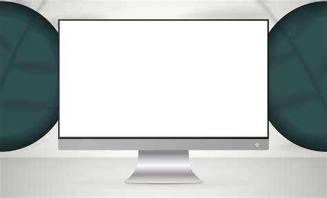 Monitor with a white screen in a light studio. Realistic style. White studio background space ...