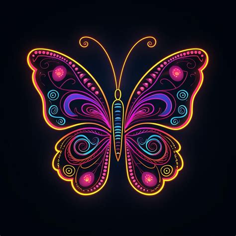 Premium AI Image | Neon Light Design Vector Shapes With Creative a Charming Neon Butterfly Neon ...