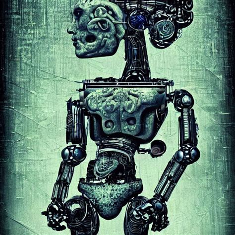 Robot with a human brain in the stomach into a glass jar CryEngine collage shin hanga pop art ...