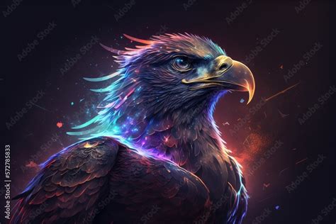 Photo abstract neon light eagle artwork design digital art wallpaper ...