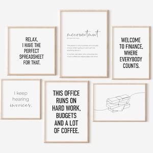 Accountant Office Decor, Set of 6 PRINTABLES, Accounting Prints, Funny ...