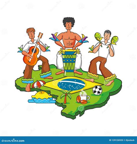 Group of Brazilian Dancers Characters Stock Vector - Illustration of flag, dancers: 139126920