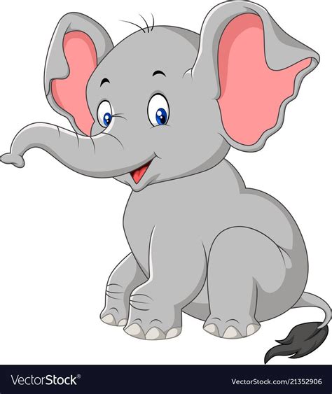 Cartoon cute baby elephant sitting. Download a Free Preview or High Quality Adobe Illustrator Ai ...