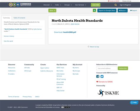 North Dakota Health Standards | OER Commons