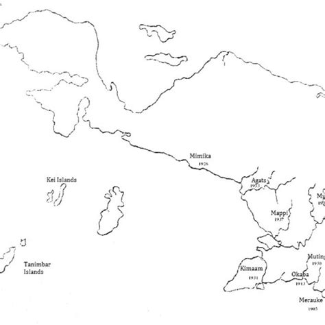 Sketch map of south Dutch New Guinea indicating the expansion of the... | Download Scientific ...